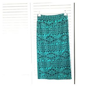 *ONE OF A KIND* Black/turquoise pencil skirt